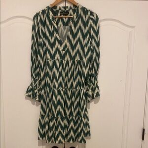 Tuckernuck Green and White Ruffled Bell Sleeve Sundress